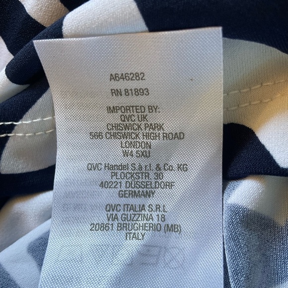 Susan Graver Liquid Knit Faux Wrap Dress Navy Blue Geometric Print Plus Size 3X - Picture 12 of 12